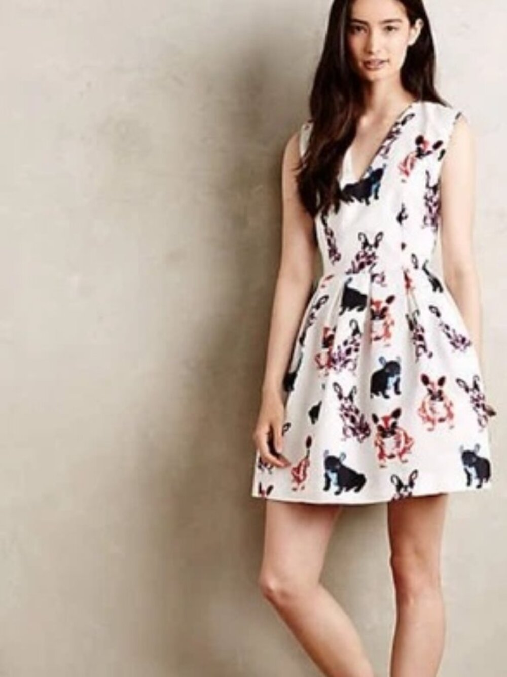 Anthropologie Essentiel Antwerp French Bulldog Dress Size 36 /Small